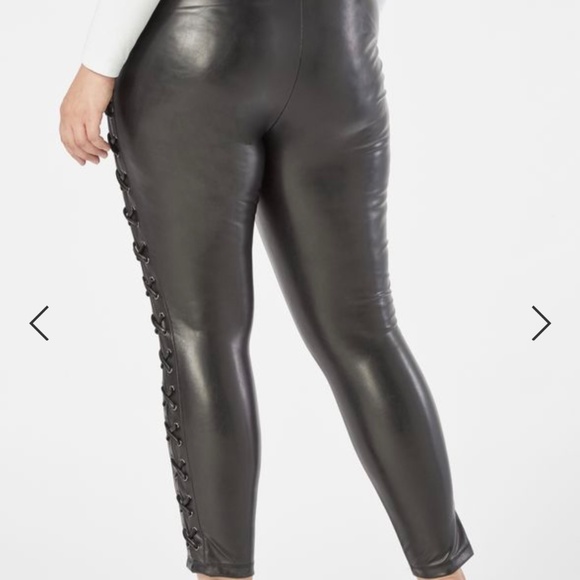 justfab Faux Leather Lace-Up Leggings size 1X new - Picture 3 of 11